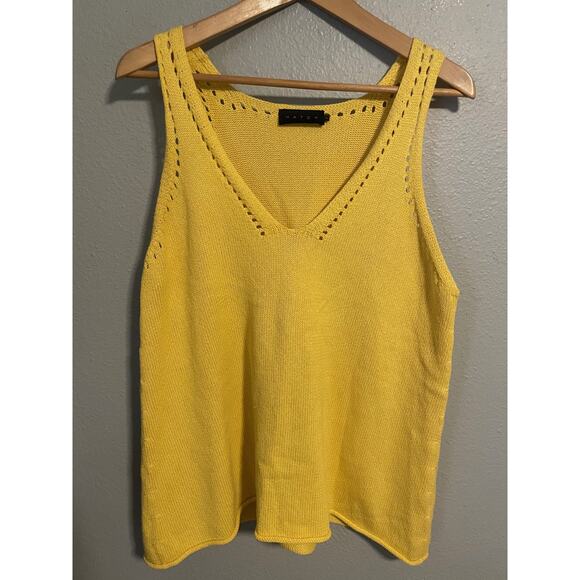 Hatch Tank Top Womens Size 1 Small Yellow Knit Lightweight 100% Cotton V Neck - Picture 1 of 8